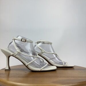 New Womens Open Edit Reggie White Faux Leather Strappy Open Toe Heels Size 12 M